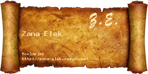 Zana Elek névjegykártya